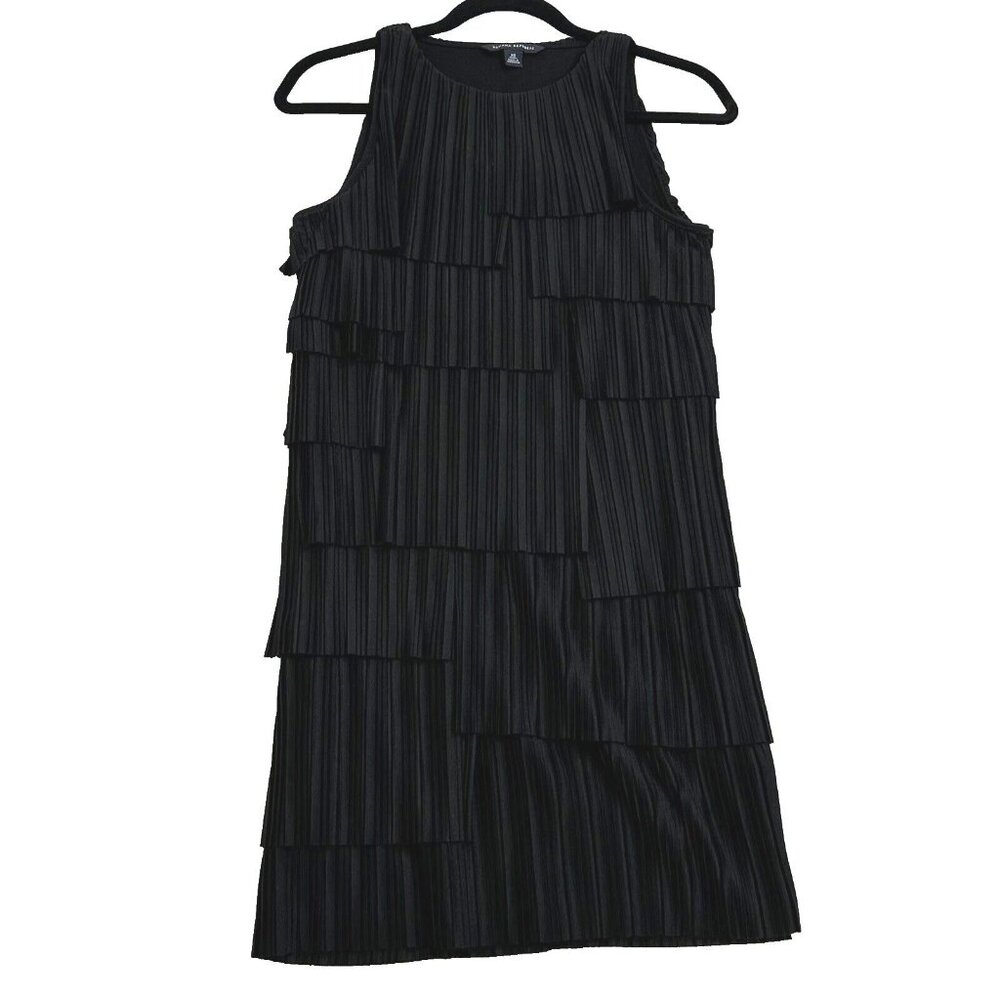 Banana Republic Women's Artsy Flapper Layered Texture Shift Dress XS Black EUC